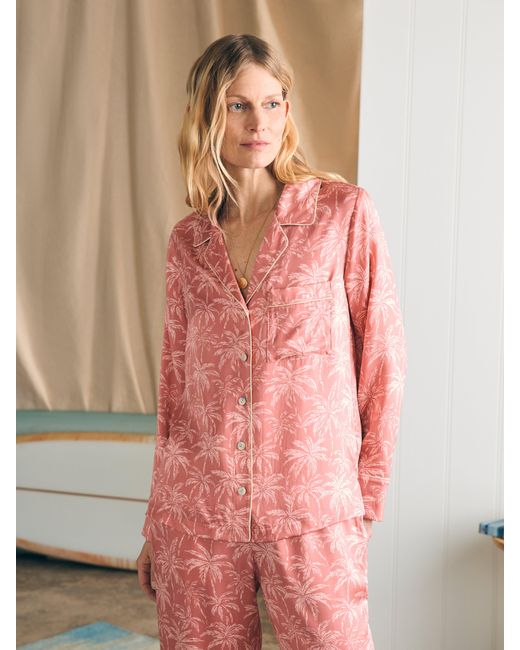Faherty Brand Pink Sandwashed Silk Long Sleeve Pajama Set
