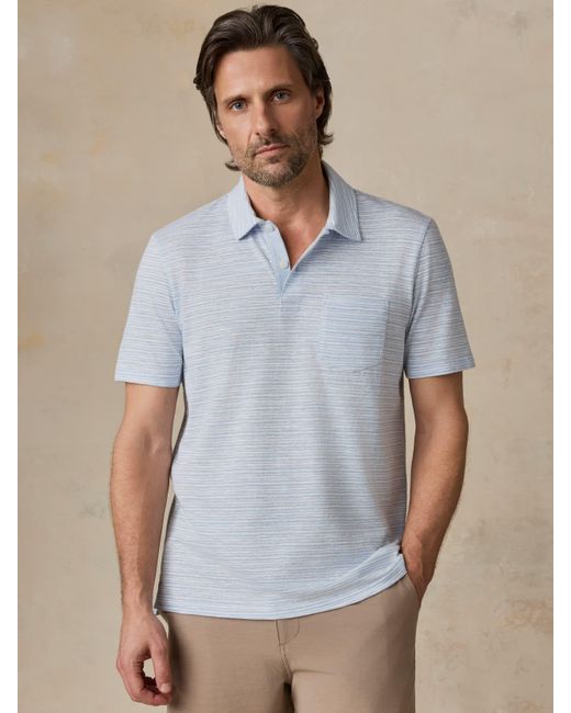 Faherty Brand Blue Short-Sleeve Breeze Polo Shirt for men
