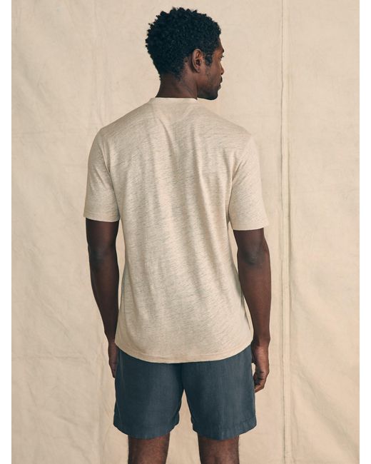 Faherty Brand Natural Short-sleeve Linen Henley T-shirt for men