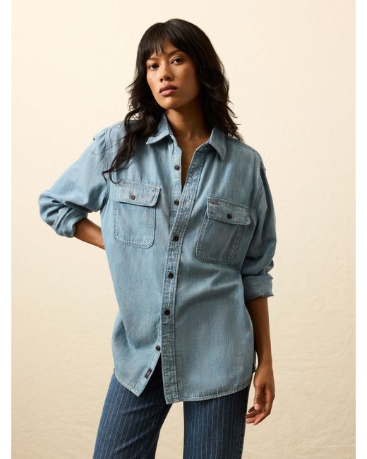 Faherty Brand Blue Steven Paul Judd Thunderbird Denim Workshirt for men