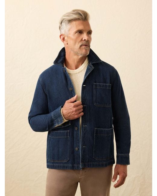 Faherty Brand Blue High Ridge Twill Studio Jacket for men