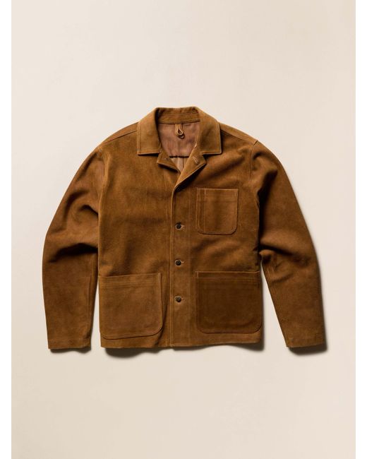 Faherty Brand Brown Suede Studio Jacket for men