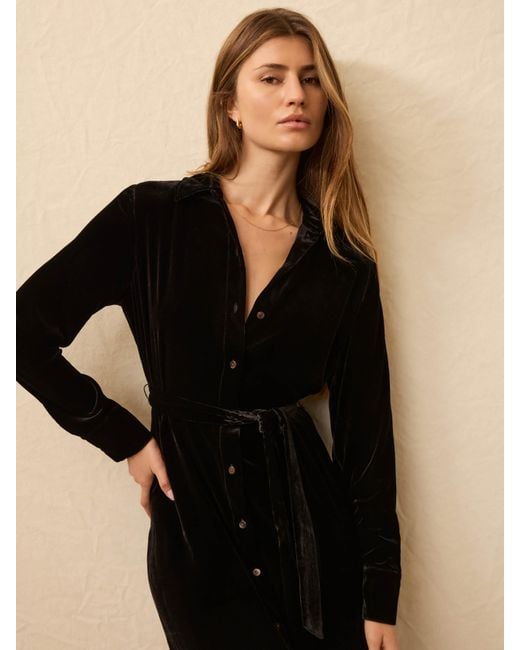 Faherty Brand Natural Stretch Silk Velvet Riley Midi Dress