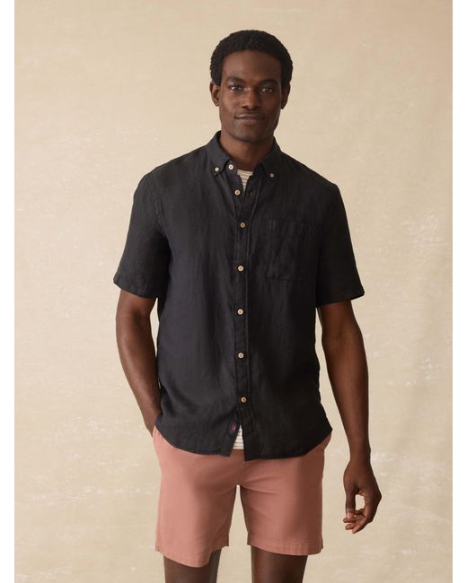 Faherty Brand Natural Short-Sleeve Laguna Linen Shirt for men