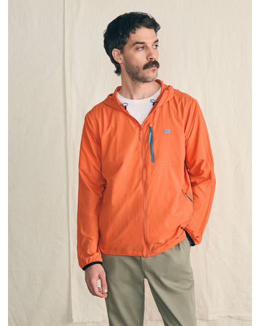 Faherty Brand Orange Shorelite Packable Anorak Jacket for men