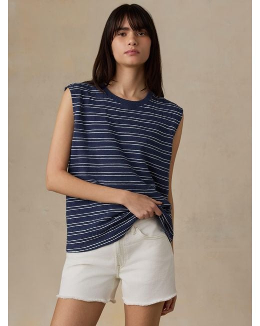 Faherty Brand Blue Sunwashed Organic Muscle Tank