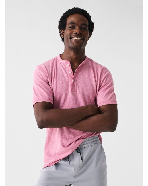 Faherty Brand Pink Tradewinds Linen Blend Henley T-shirt for men