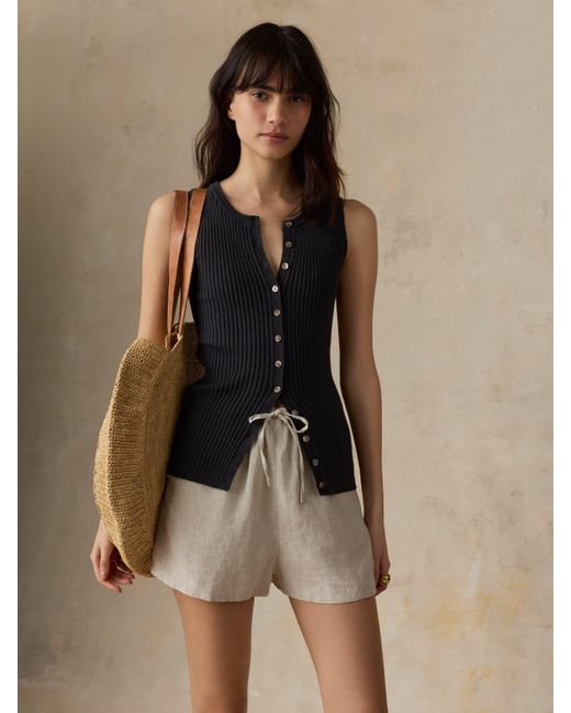 Faherty Brand Blue Miramar Linen Cami Cardigan