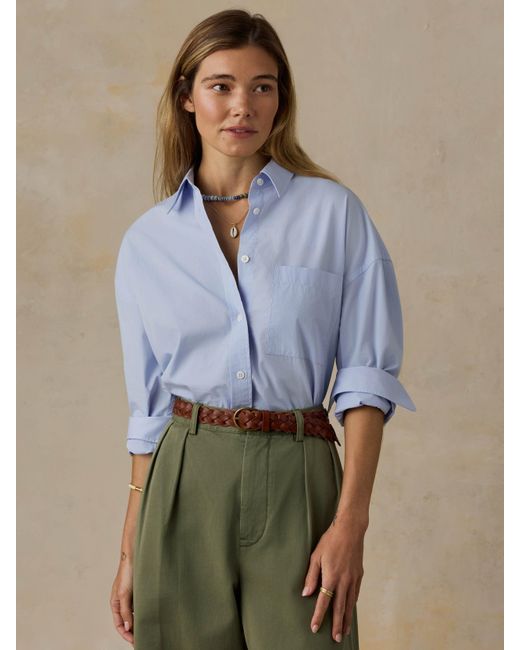 Faherty Brand Blue Coastal Poplin Relaxed Shirt
