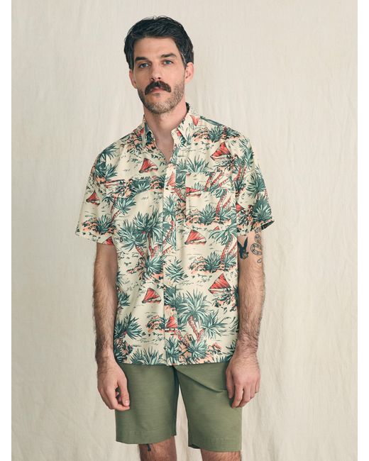 Faherty Brand Green Shorelite Short-sleeve Tech Shirt for men