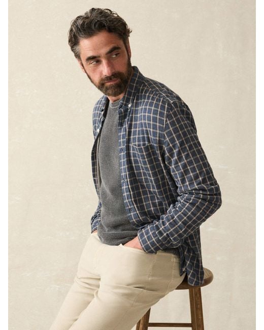 Faherty Brand Gray Coastline Knit Shirt for men