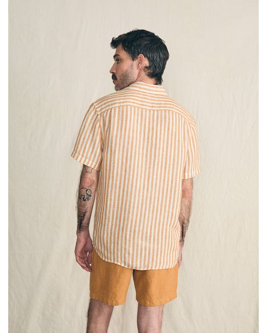 Faherty Brand Natural Short-sleeve Palma Linen Shirt for men