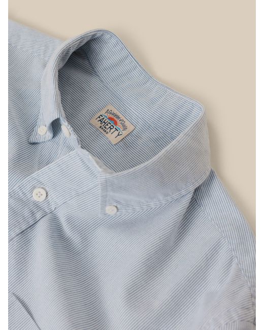 Faherty Brand Blue Laundered Oxford Shirt for men