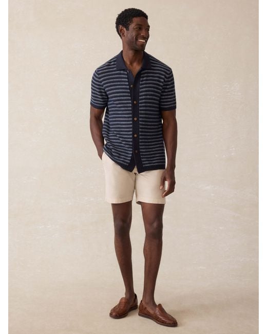 Faherty Brand Blue Short-Sleeve Sweater Shirt (Tall) for men