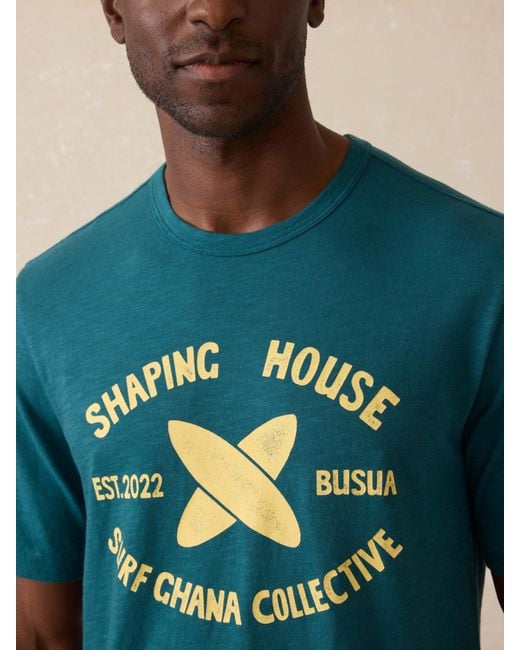 Faherty Brand Blue Surf Ghana Short-Sleeve Shaping House Graphic T-Shirt for men
