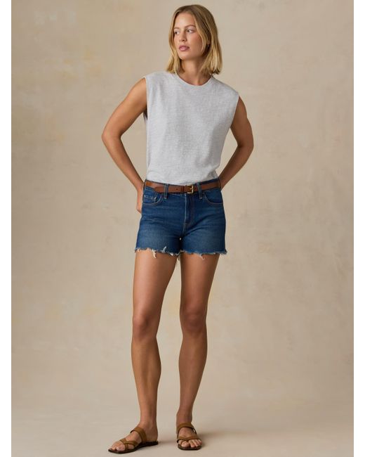 Faherty Brand Blue Sunwashed Organic Muscle Tank