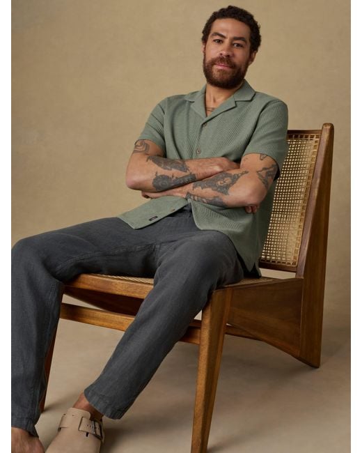 Faherty Brand Black Linen Drawstring Pants for men