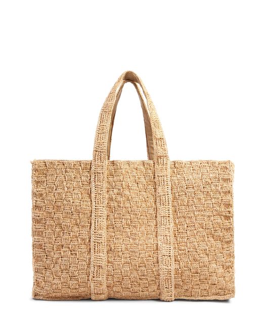 Faherty Brand Natural Large Woven Straw Tote Bag