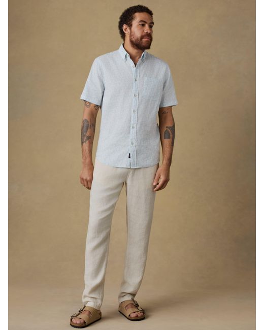 Faherty Brand Blue Short-Sleeve Breeze Shirt for men
