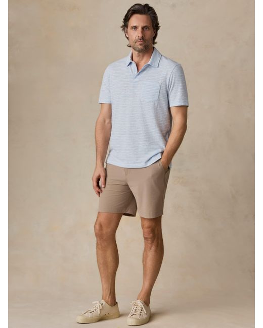 Faherty Brand Blue Short-Sleeve Breeze Polo Shirt for men