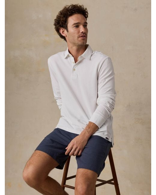 Faherty Brand Natural Long-Sleeve Sunwashed Pique Polo Shirt for men