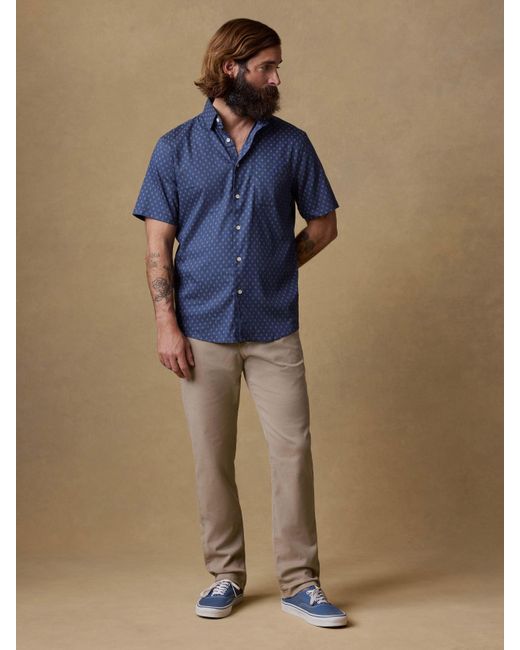 Faherty Brand Blue Short-Sleeve Movement&Trade; Monterey Shirt for men