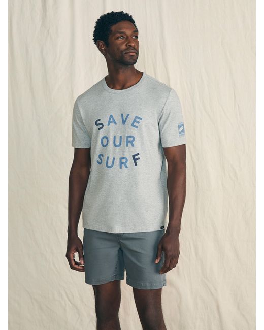 Faherty Brand Blue Short-sleeve Surfrider Sunwashed T-shirt for men
