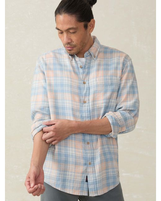Faherty Brand Blue Long-Sleeve Breeze Shirt for men