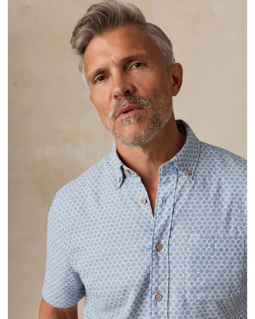 Faherty Brand Blue Short-Sleeve Breeze Shirt for men