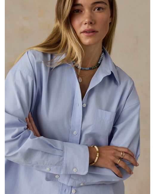 Faherty Brand Blue Coastal Poplin Relaxed Shirt