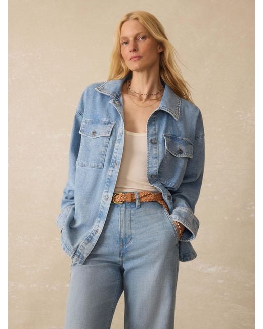 Faherty Brand Blue Linen Denim Jacket
