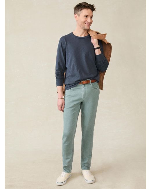 Faherty Brand Blue Stretch Terry 5-Pocket Pants for men