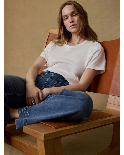 Faherty Brand Blue Stretch Terry Patch Pocket Ankle Pants