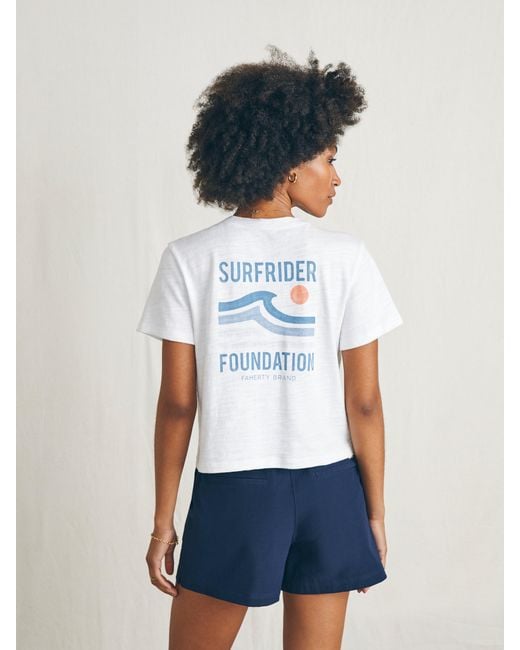 Faherty Brand Blue Surfrider Sunwashed Cropped T-shirt