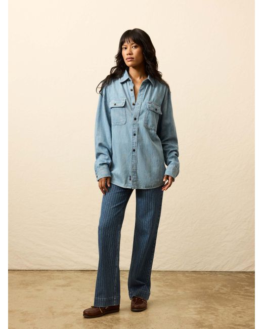 Faherty Brand Blue Steven Paul Judd Thunderbird Denim Workshirt for men