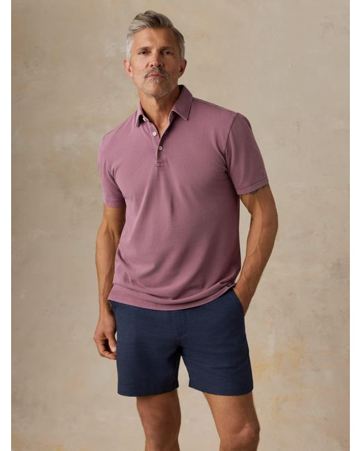 Faherty Brand Purple Short-Sleeve Sunwashed Pique Polo Shirt for men