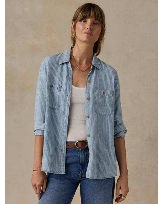 Faherty Brand Blue Tried & True Chambray Classic Shirt