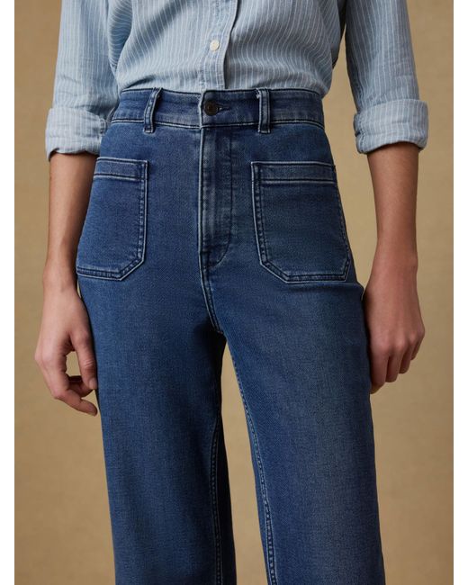 Faherty Brand Blue Stretch Terry Patch Pocket Pants