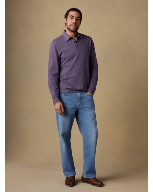 Faherty Brand Blue Long-Sleeve Sunwashed T-Shirt Polo for men