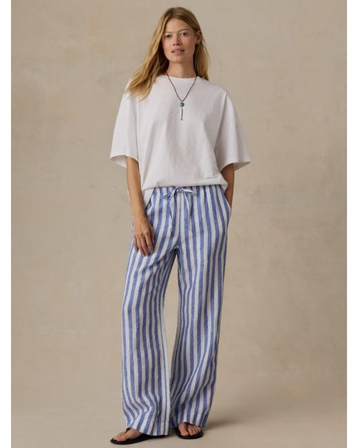 Faherty Brand Blue Laidback Linen Pants