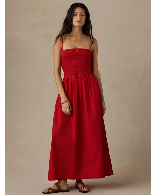 Faherty Brand Red Coastal Poplin Lucia Dress