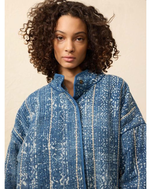 Faherty Brand Blue Quilted Patchwork Jacket