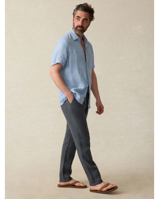 Faherty Brand Black Linen Drawstring Pants for men