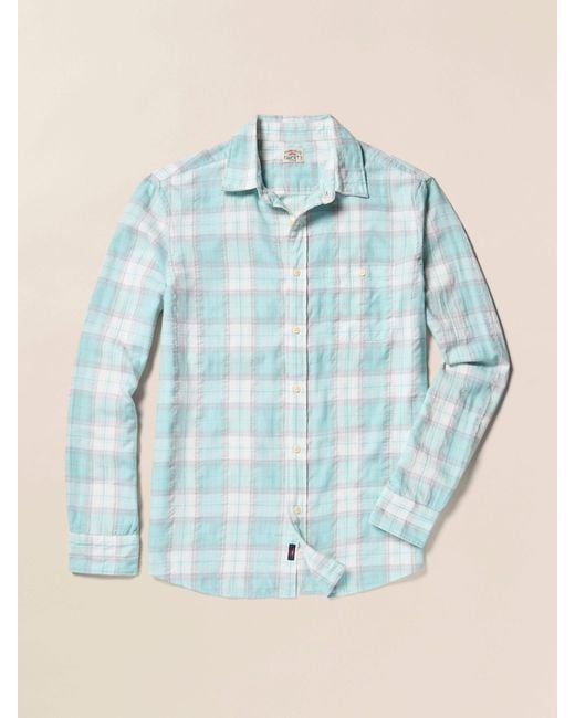Faherty Brand Blue Delray Shirt for men