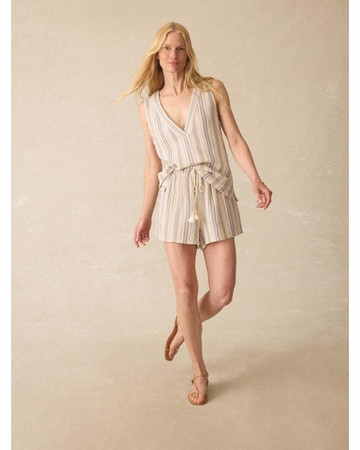 Faherty Brand Natural Dune Cotton Gauze Sleeveless Popover