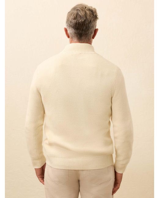 Faherty Brand Natural Sunwashed Quarter Zip Sweater for men