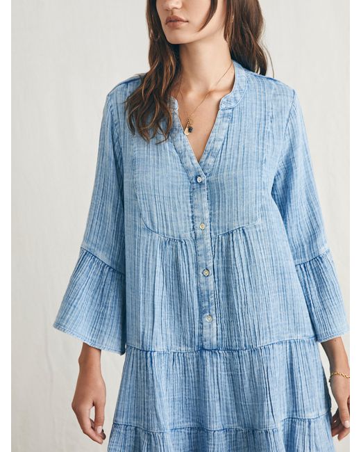Faherty Dream Cotton Gauze Kasey Dress in Blue Lyst