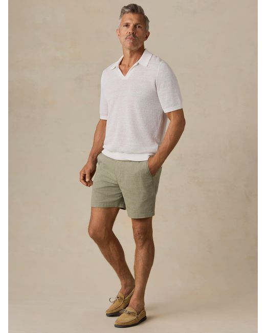 Faherty Brand Natural Short-Sleeve Linen Sweater Polo for men