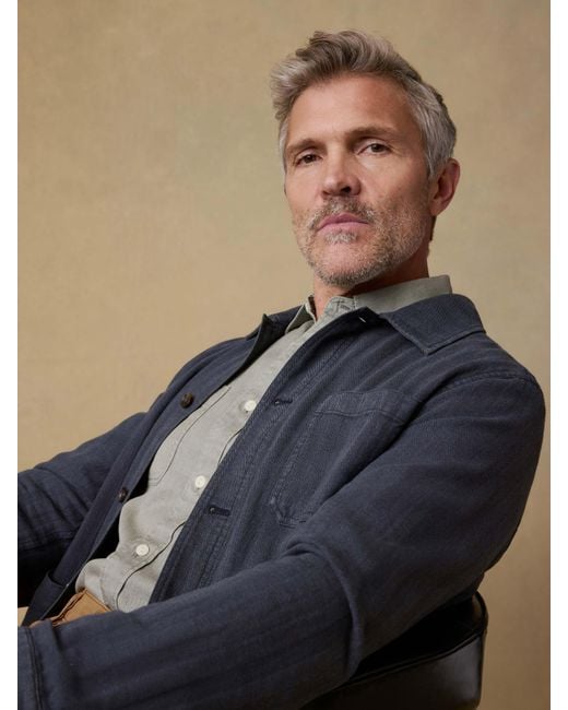 Faherty Brand Blue Herringbone Studio Jacket for men