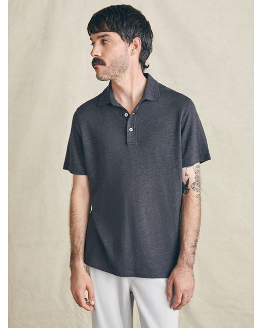 Faherty Brand Gray Short-sleeve Linen Polo Shirt for men